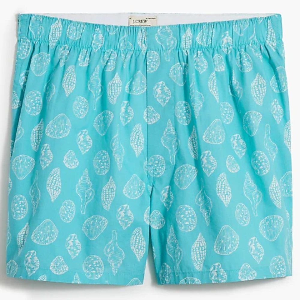 J Crew Men's Boxers Short Sea Shells Graphic Cotton Woven